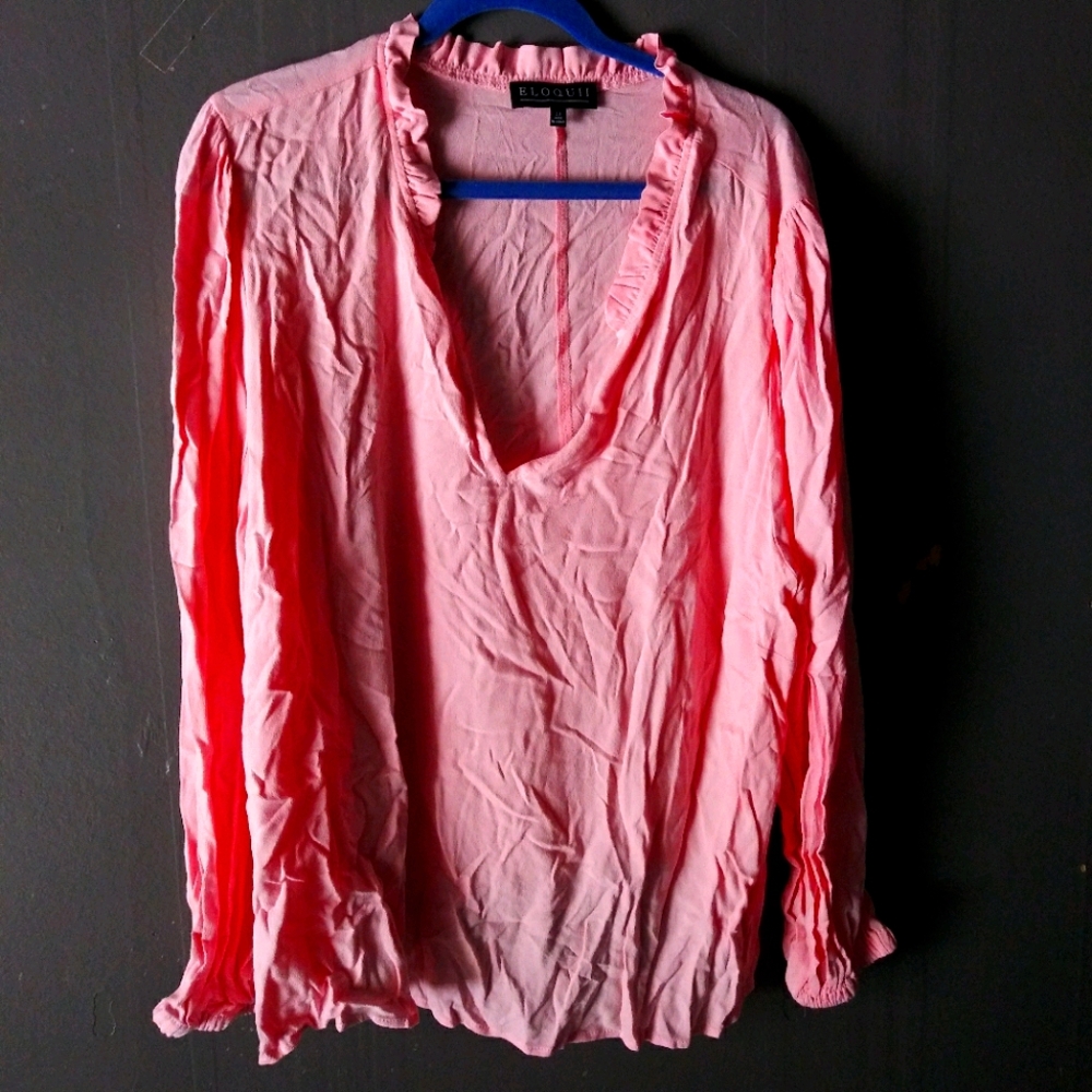 NWT Eloquii pink ruffle top 24w